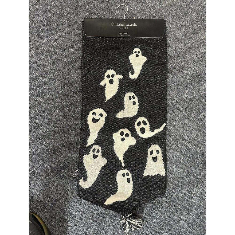 NEW Christian Lacroix Halloween Beaded Embroidered 13”X72”Table Runner Ghost